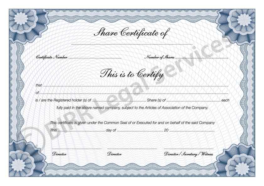 company certificate format